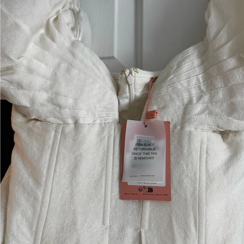 Cult Gaya  Off-White Strapless Puff-Sleeve A-Line Dress - Picture 3 of 7